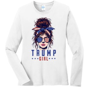 Yes IM A Trump Girl Get Over It Trump 2024 Election Ladies Long Sleeve Shirt