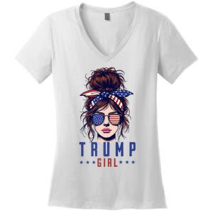 Yes IM A Trump Girl Get Over It Trump 2024 Election Women's V-Neck T-Shirt