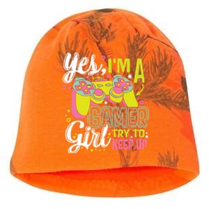 Yes Im A Gamer Try To Keep Up Quote For A Gamer Gift Kati - Camo Knit Beanie