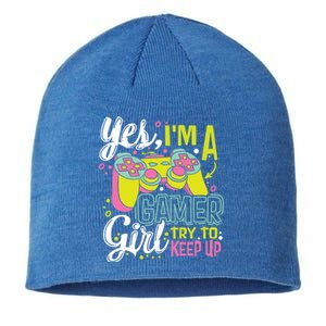 Yes Im A Gamer Try To Keep Up Quote For A Gamer Gift Sustainable Beanie