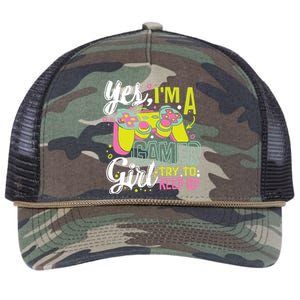 Yes Im A Gamer Try To Keep Up Quote For A Gamer Gift Retro Rope Trucker Hat Cap