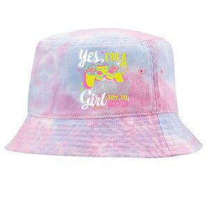 Yes Im A Gamer Try To Keep Up Quote For A Gamer Gift Tie-Dyed Bucket Hat