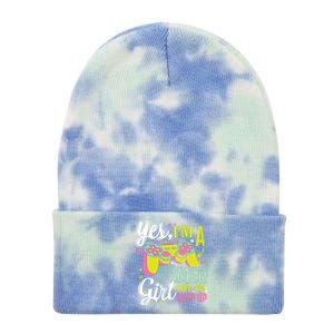 Yes Im A Gamer Try To Keep Up Quote For A Gamer Gift Tie Dye 12in Knit Beanie