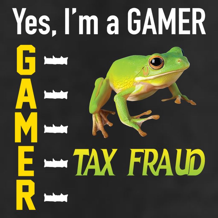 Yes IM A Gamer Tax Fraud Funny Frog Meme Video Game Gaming 7 Panel Mesh Trucker Snapback Hat
