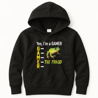 Yes IM A Gamer Tax Fraud Funny Frog Meme Video Game Gaming Kids Hoodie