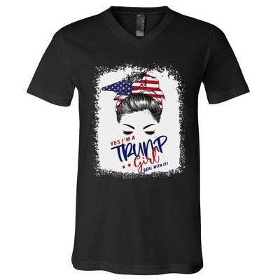 Yes IM A Trump Girl Deal With It 2024 V-Neck T-Shirt