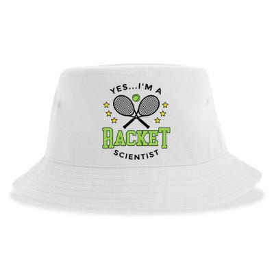 Yes IM A Racket Scientist Tennis Player Coach Tennis Lovers Sustainable Bucket Hat