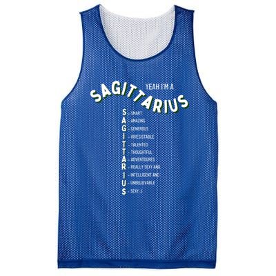 Yeah Im A Sagittarius Zodiac Gift Mesh Reversible Basketball Jersey Tank