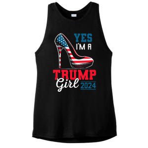 Yes IM A Trump Girl Stilettos High Heel Flag Election 2024 Ladies PosiCharge Tri-Blend Wicking Tank