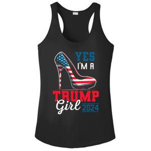 Yes IM A Trump Girl Stilettos High Heel Flag Election 2024 Ladies PosiCharge Competitor Racerback Tank