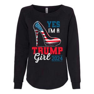 Yes IM A Trump Girl Stilettos High Heel Flag Election 2024 Womens California Wash Sweatshirt