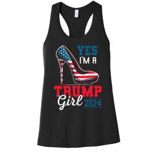 Yes IM A Trump Girl Stilettos High Heel Flag Election 2024 Women's Racerback Tank