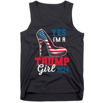 Yes IM A Trump Girl Stilettos High Heel Flag Election 2024 Tank Top