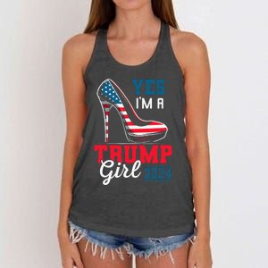 Yes IM A Trump Girl Stilettos High Heel Flag Election 2024 Women's Knotted Racerback Tank