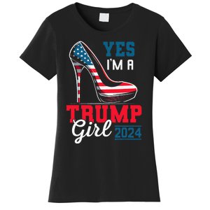 Yes IM A Trump Girl Stilettos High Heel Flag Election 2024 Women's T-Shirt