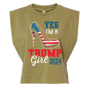 Yes IM A Trump Girl Stilettos High Heel Flag Election 2024 Garment-Dyed Women's Muscle Tee