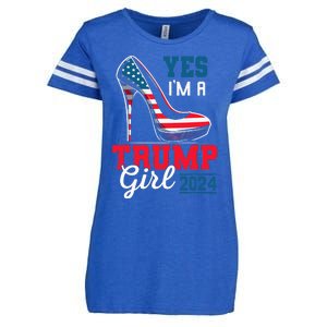 Yes IM A Trump Girl Stilettos High Heel Flag Election 2024 Enza Ladies Jersey Football T-Shirt