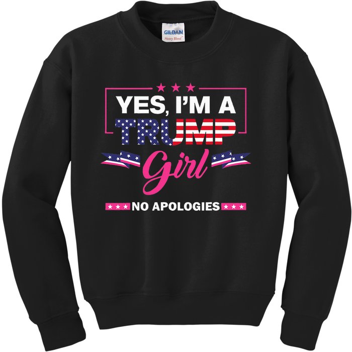 Yes IM A Trump Girl No Apologies 2024 Election Kids Sweatshirt