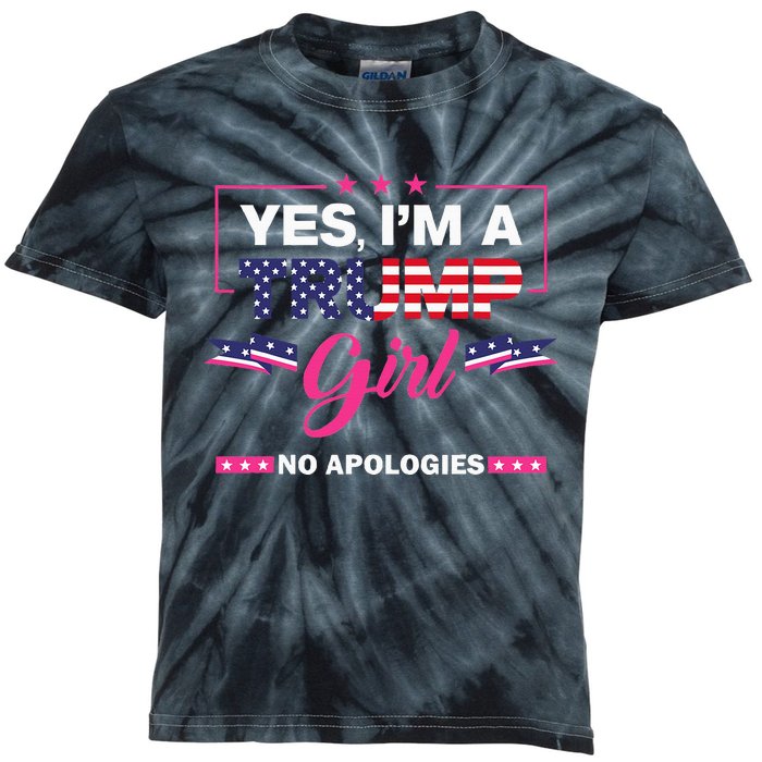 Yes IM A Trump Girl No Apologies 2024 Election Kids Tie-Dye T-Shirt