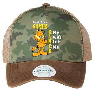 Yeah I'm A Gamer My Wife Left Me Gaming Funny Cat Legacy Tie Dye Trucker Hat