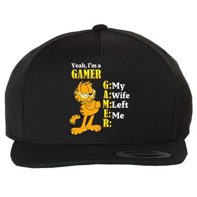 Yeah I'm A Gamer My Wife Left Me Gaming Funny Cat Wool Snapback Cap