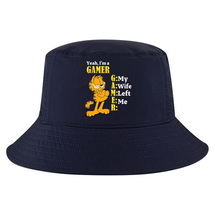 Yeah I'm A Gamer My Wife Left Me Gaming Funny Cat Cool Comfort Performance Bucket Hat