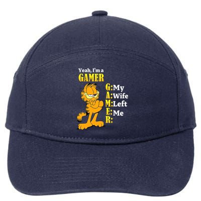 Yeah I'm A Gamer My Wife Left Me Gaming Funny Cat 7-Panel Snapback Hat