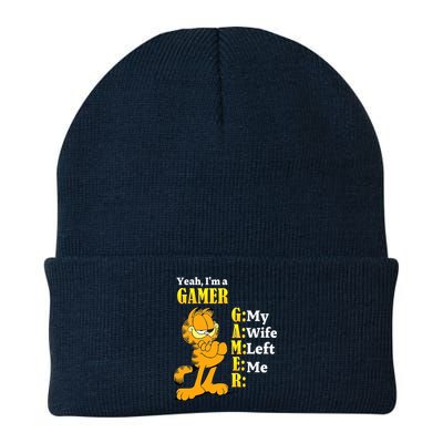 Yeah I'm A Gamer My Wife Left Me Gaming Funny Cat Knit Cap Winter Beanie