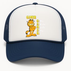 Yeah I'm A Gamer My Wife Left Me Gaming Funny Cat Trucker Hat