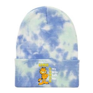 Yeah I'm A Gamer My Wife Left Me Gaming Funny Cat Tie Dye 12in Knit Beanie