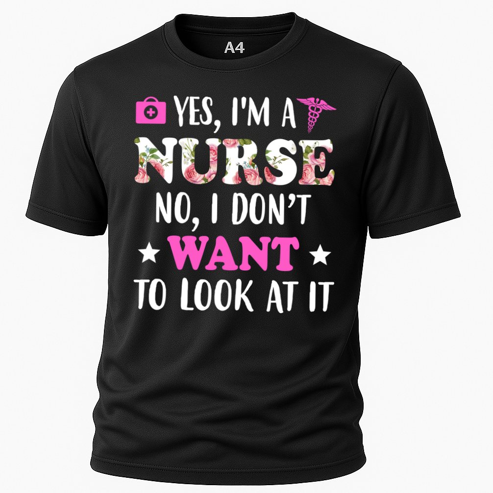 Yes I'm A Nurse Funny Floral Cooling Performance Crew T-Shirt