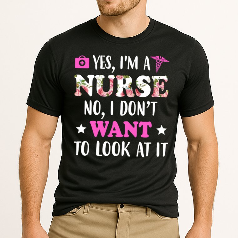 Yes I'm A Nurse Funny Floral Cooling Performance Crew T-Shirt