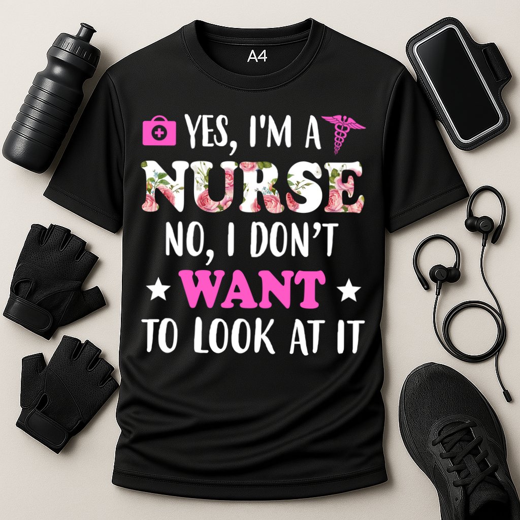 Yes I'm A Nurse Funny Floral Cooling Performance Crew T-Shirt