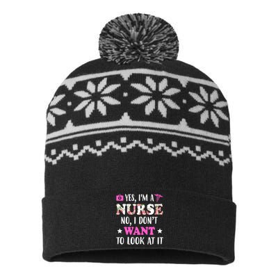 Yes I'm A Nurse Funny Floral USA-Made Snowflake Beanie