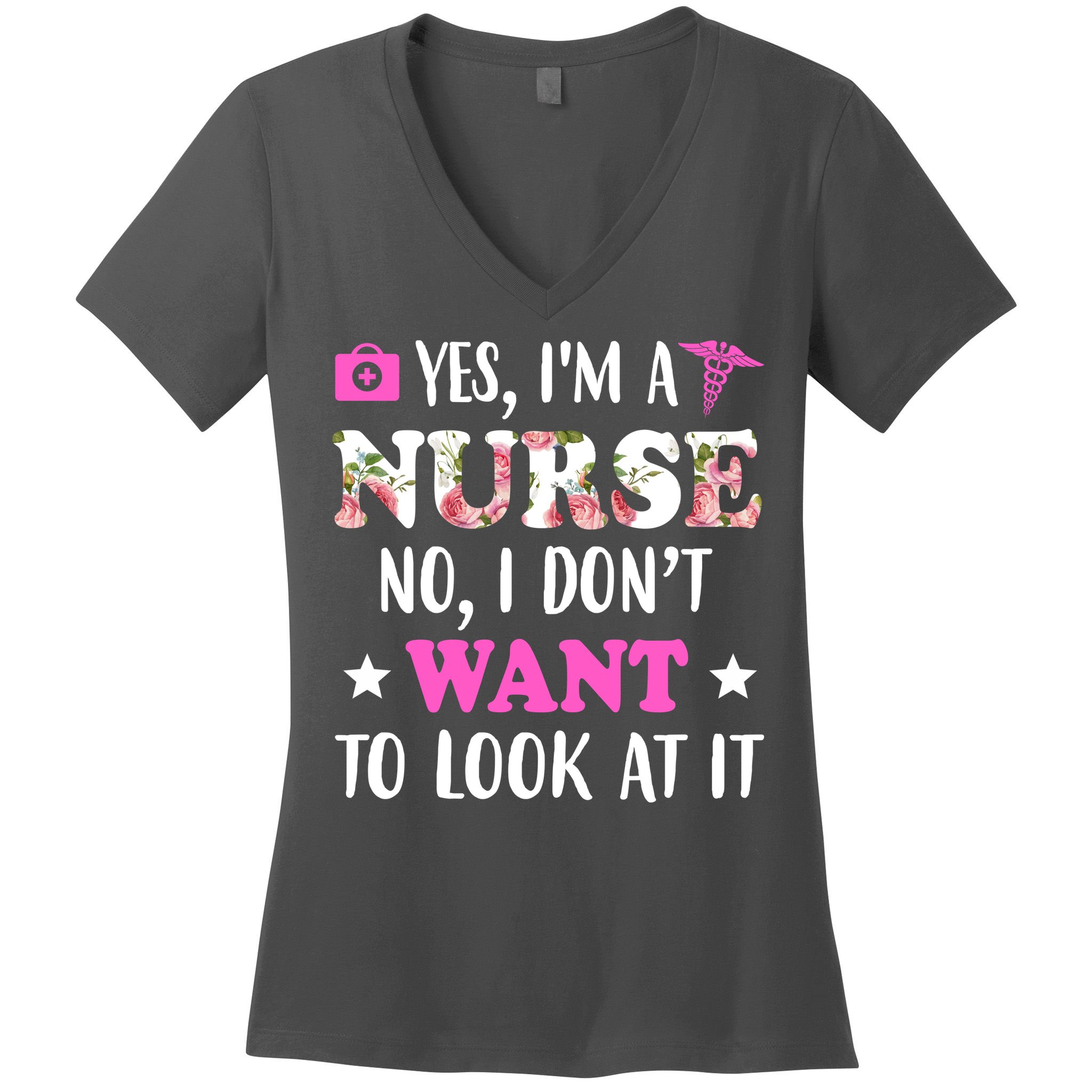 Yes I'm A Nurse Funny Floral Women's V-Neck T-Shirt