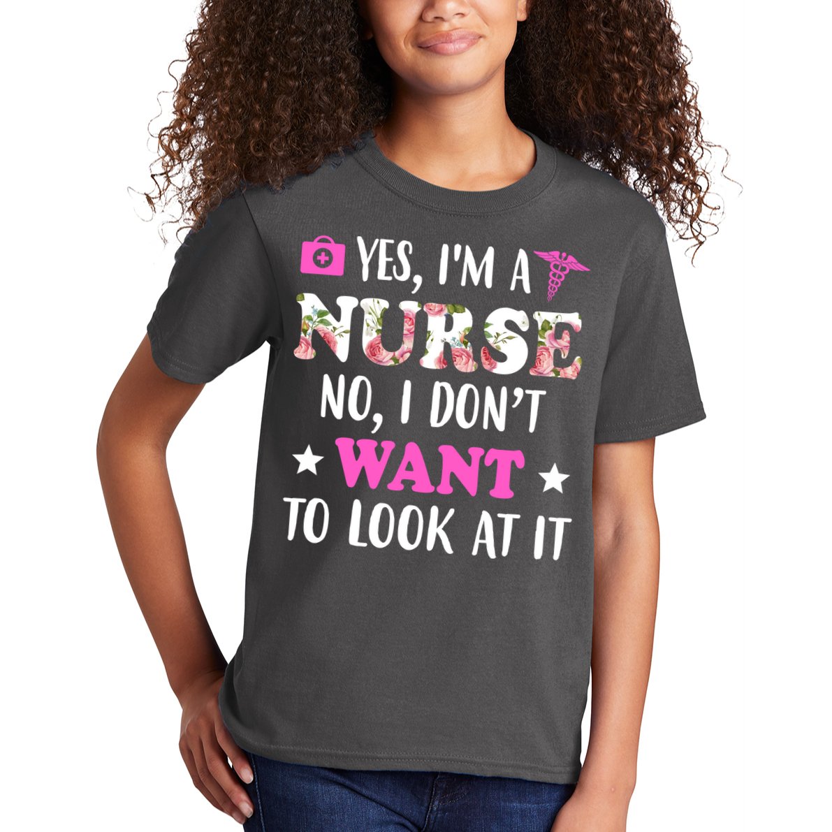 Yes I'm A Nurse Funny Floral Kids T-Shirt