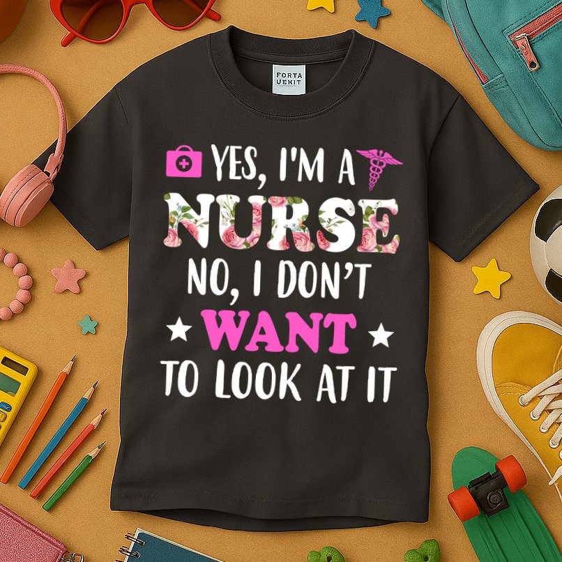 Yes I'm A Nurse Funny Floral Kids T-Shirt