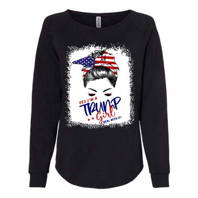 Yes IM A Trump Girl Deal With It Messy Bun Funny Trump 2024 Womens California Wash Sweatshirt