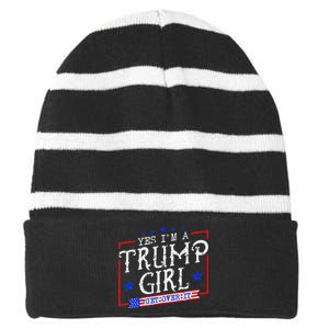 Yes IM A Trump Girl Get Over It Striped Beanie with Solid Band