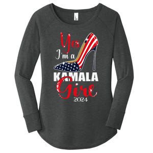 Yes IM A Kamala Stilettos High Heel Harris 2024 Vote Women's Perfect Tri Tunic Long Sleeve Shirt