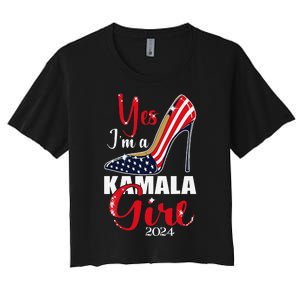 Yes IM A Kamala Stilettos High Heel Harris 2024 Vote Women's Crop Top Tee