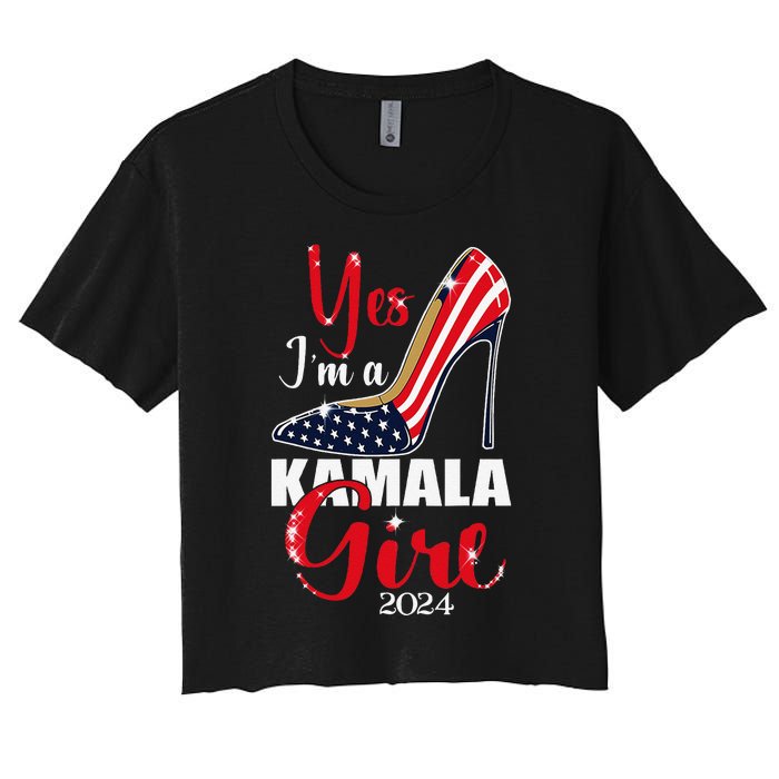 Yes IM A Kamala Stilettos High Heel Harris 2024 Vote Women's Crop Top Tee