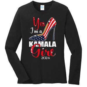 Yes IM A Kamala Stilettos High Heel Harris 2024 Vote Ladies Long Sleeve Shirt