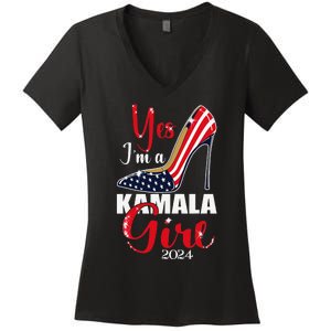 Yes IM A Kamala Stilettos High Heel Harris 2024 Vote Women's V-Neck T-Shirt