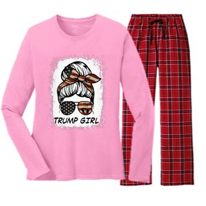 Yes IM A Trump Girl Get Over It Trump 2024 Election Gifts Women's Long Sleeve Flannel Pajama Set 