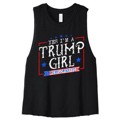 Yes IM A Trump Girl Get Over It Gifts For Trump Supporter Women's Racerback Cropped Tank