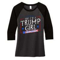 Yes IM A Trump Girl Get Over It Gifts For Trump Supporter Women's Tri-Blend 3/4-Sleeve Raglan Shirt