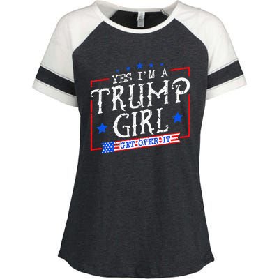 Yes IM A Trump Girl Get Over It Gifts For Trump Supporter Enza Ladies Jersey Colorblock Tee