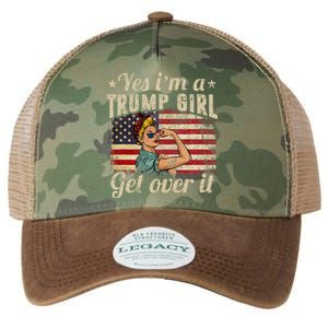 Yes IM A Trump Girl Get Over It Us Flag 2020 Women Gift Legacy Tie Dye Trucker Hat