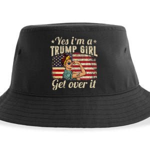 Yes IM A Trump Girl Get Over It Us Flag 2020 Women Gift Sustainable Bucket Hat